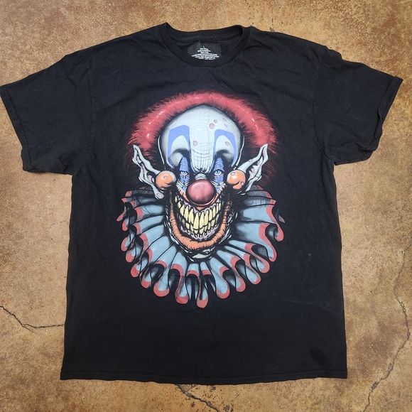 Men' Evil Creepy Clown Black Graphic T-Shirt Size Large 100% Cotton Halloween - Picture 1 of 5